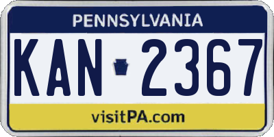 PA license plate KAN2367