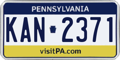 PA license plate KAN2371