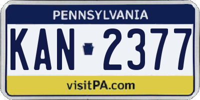 PA license plate KAN2377
