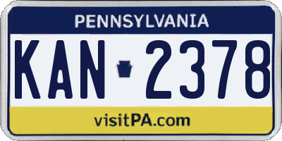 PA license plate KAN2378