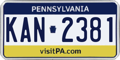 PA license plate KAN2381