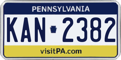 PA license plate KAN2382