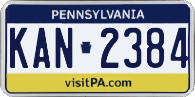 PA license plate KAN2384