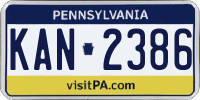 PA license plate KAN2386