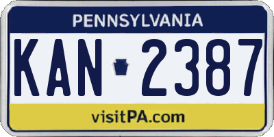 PA license plate KAN2387