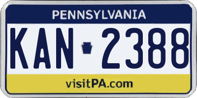 PA license plate KAN2388