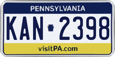 PA license plate KAN2398