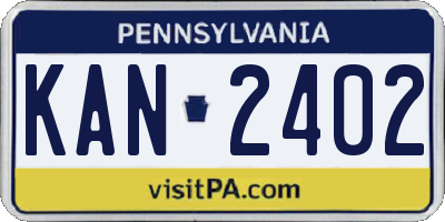 PA license plate KAN2402