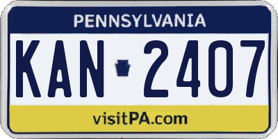 PA license plate KAN2407