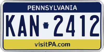 PA license plate KAN2412