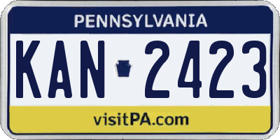 PA license plate KAN2423