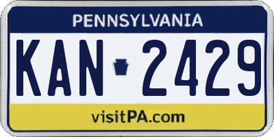 PA license plate KAN2429