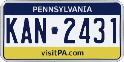PA license plate KAN2431