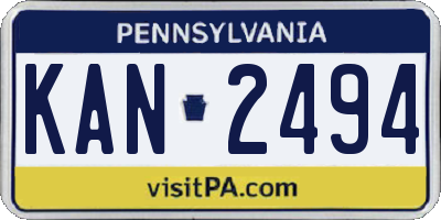 PA license plate KAN2494