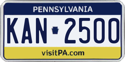 PA license plate KAN2500