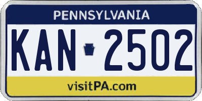 PA license plate KAN2502