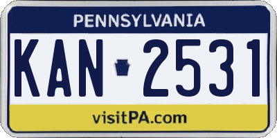PA license plate KAN2531