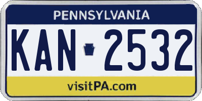 PA license plate KAN2532