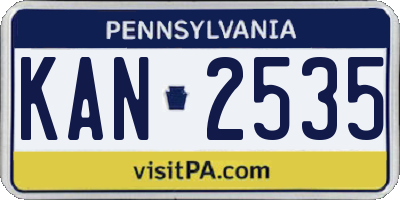 PA license plate KAN2535