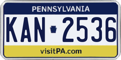 PA license plate KAN2536
