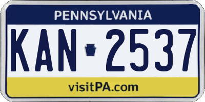 PA license plate KAN2537