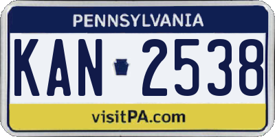PA license plate KAN2538