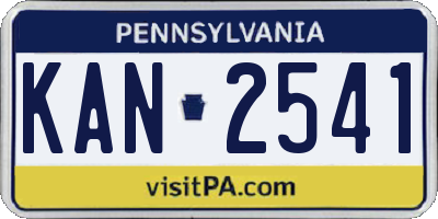 PA license plate KAN2541