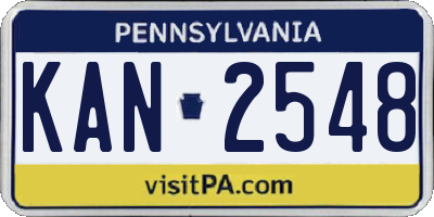 PA license plate KAN2548