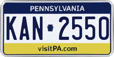 PA license plate KAN2550