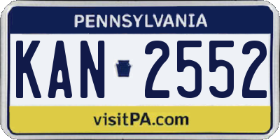 PA license plate KAN2552