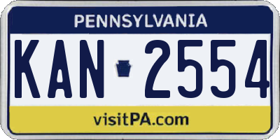 PA license plate KAN2554