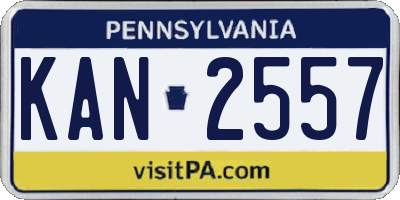 PA license plate KAN2557