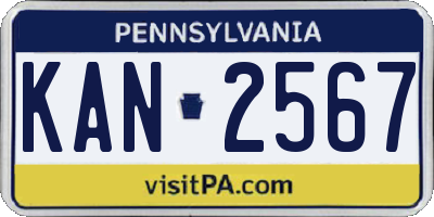 PA license plate KAN2567