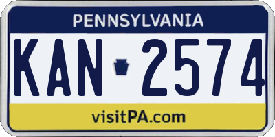 PA license plate KAN2574