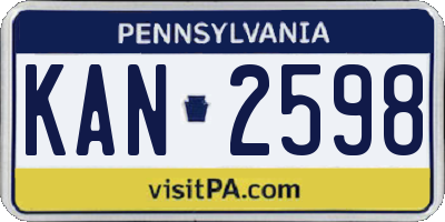 PA license plate KAN2598