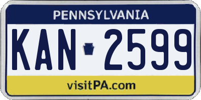 PA license plate KAN2599