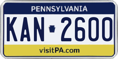 PA license plate KAN2600