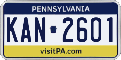 PA license plate KAN2601