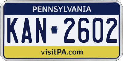PA license plate KAN2602