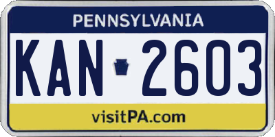 PA license plate KAN2603