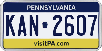 PA license plate KAN2607