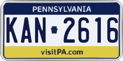 PA license plate KAN2616