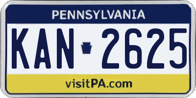 PA license plate KAN2625