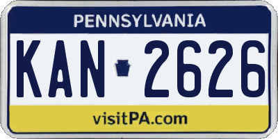 PA license plate KAN2626