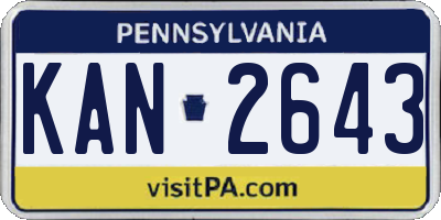 PA license plate KAN2643