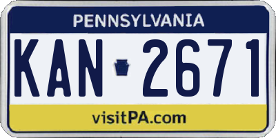 PA license plate KAN2671