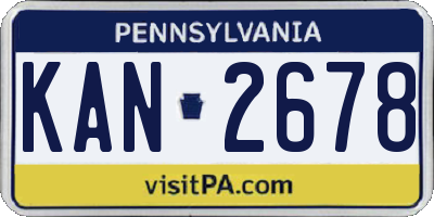 PA license plate KAN2678