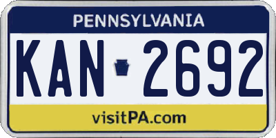 PA license plate KAN2692
