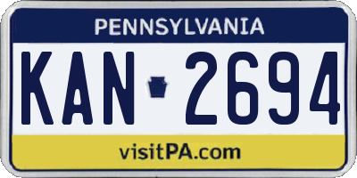 PA license plate KAN2694