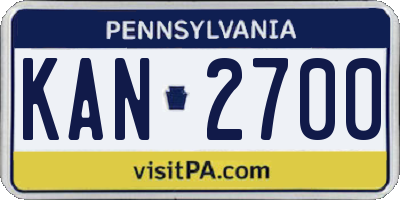 PA license plate KAN2700
